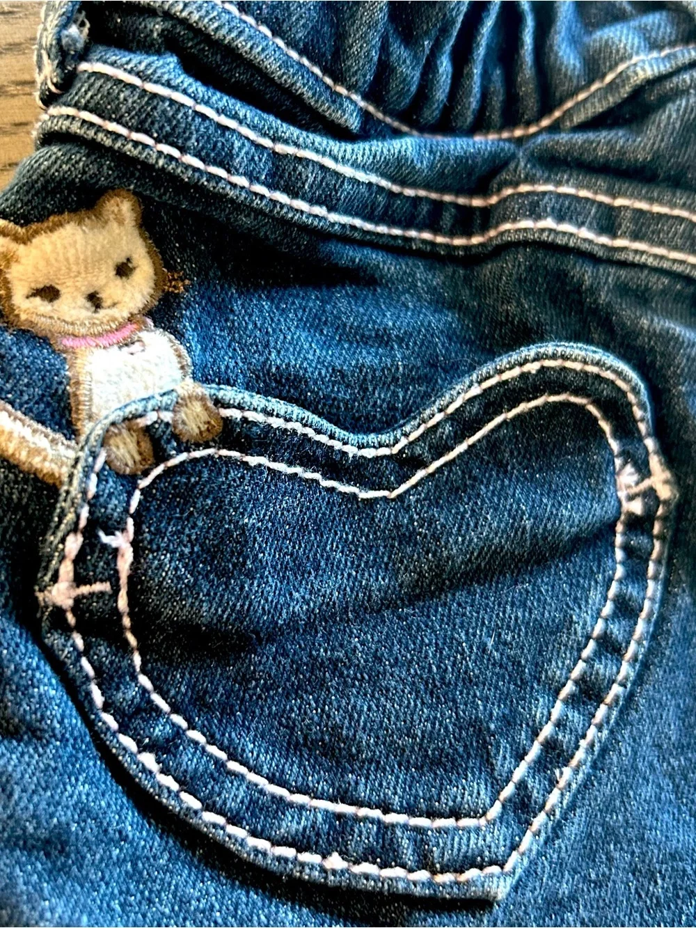 Gymboree Denim Mini Skirt Kitten Heart Embroidered Sz 12-18 EUC 2009